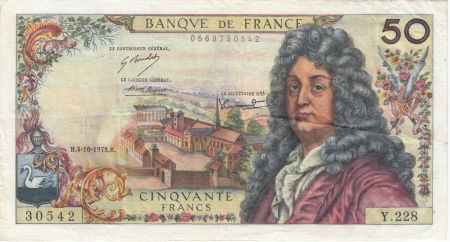 France 50 Francs Racine - 04-10-1973 Série Y.228 - TB+