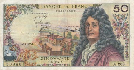 France 50 Francs Racine - 06-03-1975 Série X.268 - TTB