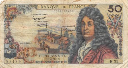 France 50 Francs Racine - 06-12-1962 Série R.32 - TB