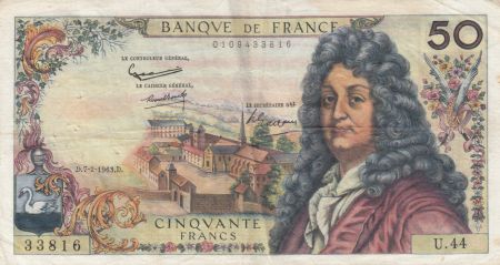 France 50 Francs Racine - 07-02-1963 Série U.44 - TTB