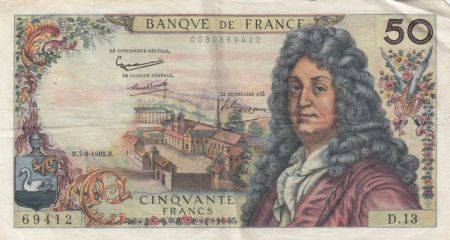France 50 Francs Racine - 07-06-1962 Série D.13 - TTB