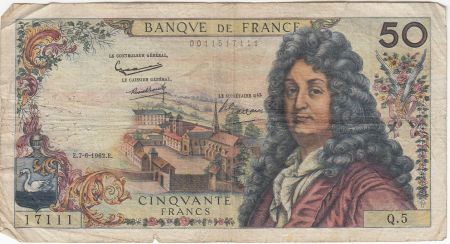 France 50 Francs Racine - 07-06-1962 Série Q.5 - TB