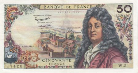 France 50 Francs Racine - 07-06-1962 Série W.5 - TTB+