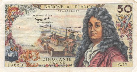 France 50 Francs Racine - 08-11-1962 Série G.17 - TTB