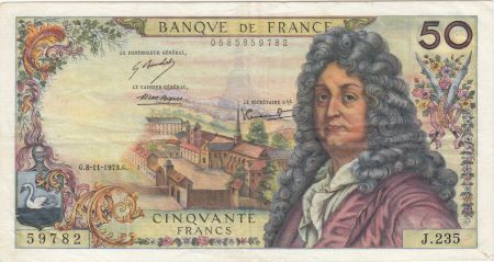France 50 Francs Racine - 08-11-1973 Série J.235 - TTB