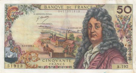 France 50 Francs Racine 02-03-1972 - Série A.192 - TTB