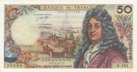 France 50 Francs Racine 05-11-1971 - Série N.181 - SUP+