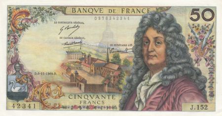 France 50 Francs Racine 06-11-1969 - Série J.152 - SUP