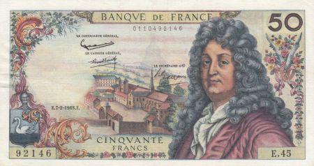 France 50 Francs Racine 07-02-1963 - Série E.45 - TTB+
