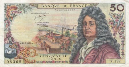 France 50 Francs Racine 10-08-1972 - Série Z.197 - TTB