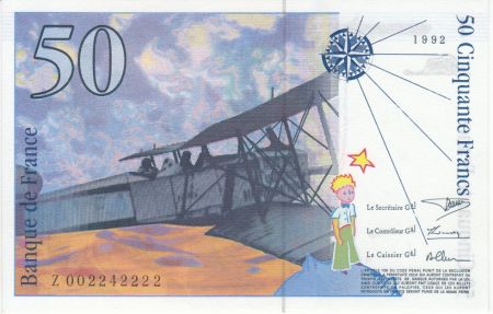 France 50 Francs Saint-Éxupéry - 1992 - Sans mouton Série Z.002