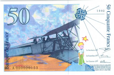 France 50 Francs Saint-Éxupéry - 1992 Petit numéro A.000000153