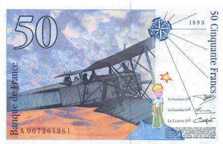 France 50 Francs Saint-Exupéry - 1993 - Série A.007 - SUP