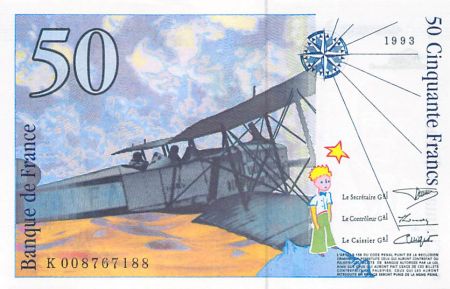 France 50 Francs Saint-Exupéry - 1993 Série K.008767188 - SPL