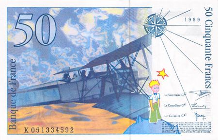 France 50 Francs Saint-Exupéry - 1999 Série K.051334592 - SPL