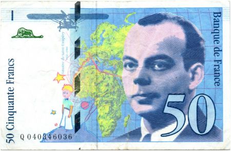 France 50 Francs Saint-Exupéry - Années variées 1992-1999 - TTB