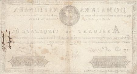 France 50 Livres 16-17 Avril, 29 Sept. 1790, 19 juin 1791 et 30 Avril 1792 - Sign. Herve