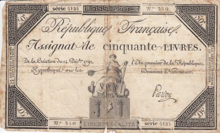 France 50 Livres Femme assise (14-12-1792) - Sign. Pardon