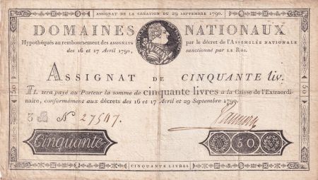 France 50 Livres Louis XVI - 29-09-1790- Série B 27547
