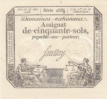 France 50 Sols - Liberté et Justice (23-05-1793) - Sign. Saussay - Série 2686