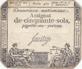 France 50 Sols - Liberté et Justice (23-05-1793) - Sign. Saussay - Série 457