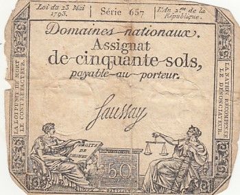 France 50 Sols - Liberté et Justice (23-05-1793) - Sign. Saussay - Série 657