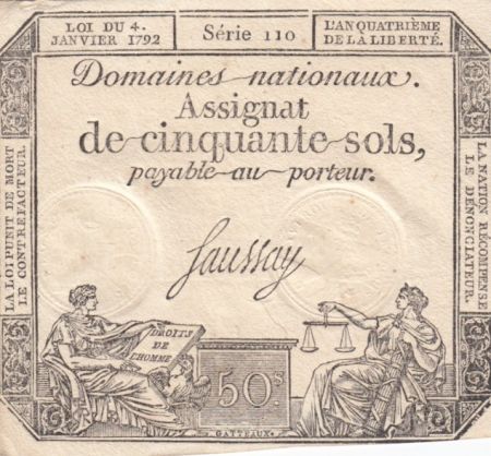 France 50 Sols Liberté et Justice (04-01-1792) - Série 110