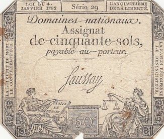 France 50 Sols Liberté et Justice (04-01-1792) - Sign. Saussay - Série 29