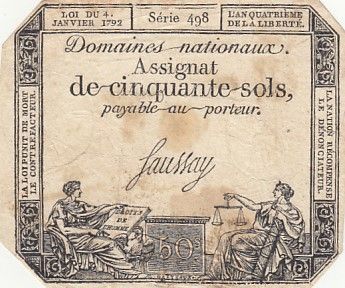 France 50 Sols Liberté et Justice (04-01-1792) - Sign. Saussay - Série 498