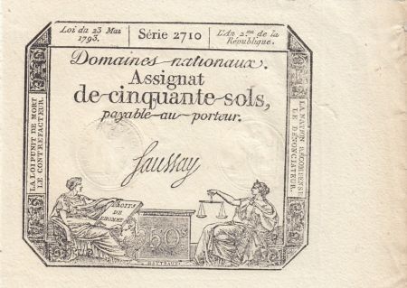 France 50 Sols Liberté et Justice (23-05-1793) - Sign. Saussay - Série 2710
