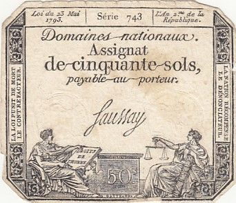 France 50 Sols Liberté et Justice (23-05-1793) - Sign. Saussay - Série 743