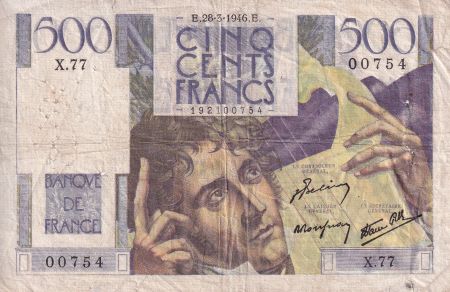 France 500 Francs - Chateaubriand - 28- 03-1946 - Série X.77 - F.34.05