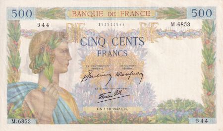 France 500 Francs - La Paix - 01-10-1942 - Série V.6853 - F.32.41