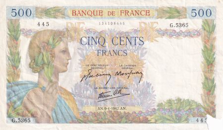 France 500 Francs - La Paix - 09-04-1942 - Série G.5365 - F.32.34