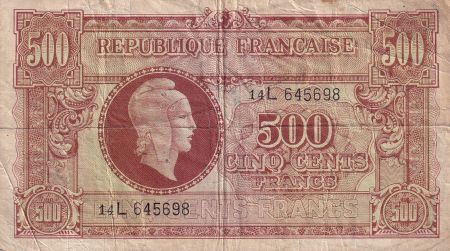 France 500 Francs - Marianne - 1945 - Lettre L - Série 14 L - TB - VF.11.01
