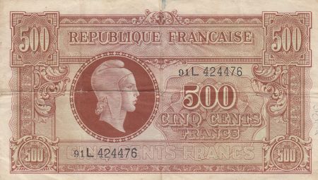 France 500 Francs - Marianne - 1945 - Lettre L - VF.11.01