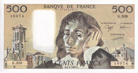 France 500 Francs - Pascal - 01-02-1990 - Série G.309 - F.71.43