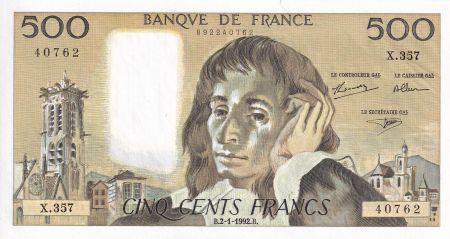 France 500 Francs - Pascal - 02-01-1992 - Série X.357 - F.71.49