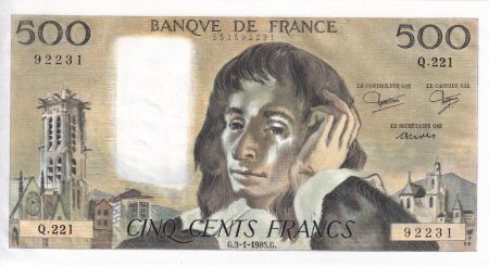 France 500 Francs - Pascal - 03-01-1985 - Série Q.221 - F.71.32