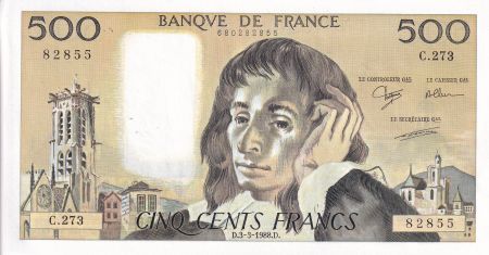 France 500 Francs - Pascal - 03-03-1988 - Série C.273 - F.71.38