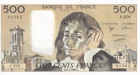 France 500 Francs - Pascal - 03-03-1988 - Série F.276 - F.71.38