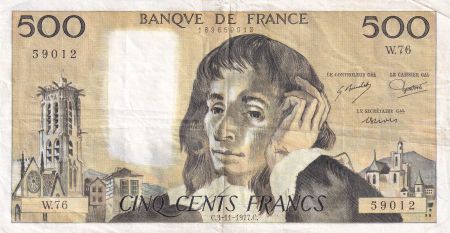 France 500 Francs - Pascal - 03-11-1977 - Série W.76 - F.71.17