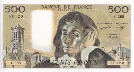 France 500 Francs - Pascal - 05-11-1987 - Série C.265 - F.71.37