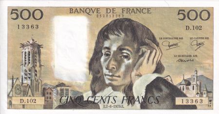 France 500 Francs - Pascal - 07-06-1979 - Série D.102 - F.71.20