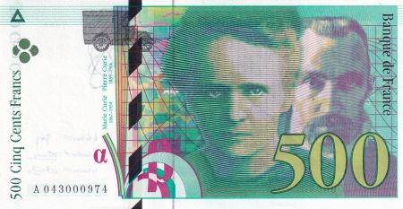 France 500 Francs - Pierre et Marie Curie - 2000 - Série A.043 - 974ème billet pour cette signature - F.76.05