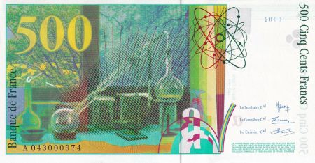 France 500 Francs - Pierre et Marie Curie - 2000 - Série A.043 - 974ème billet pour cette signature - F.76.05