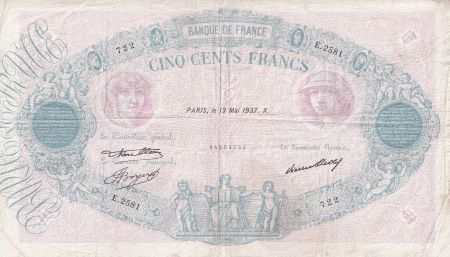 France 500 Francs - Rose et Bleu - 13-05-1937 - Série E.2581 - F.30.38