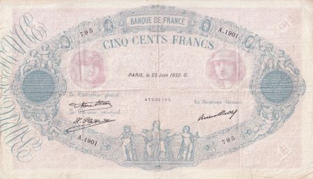 France 500 Francs - Rose et Bleu - 23-06-1932 - Série A.1901 - F.30.35