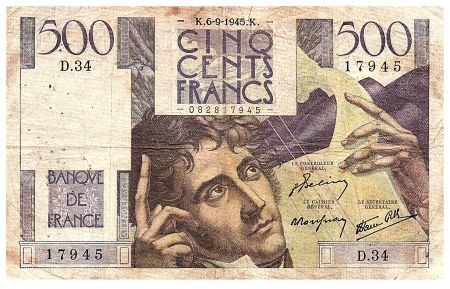 France 500 Francs Chateaubriand - 06-09-1945 - Série D.34 - Fay.34.02