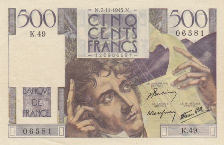 France 500 Francs Chateaubriand 07-11-1945 - Série K.49 - SUP